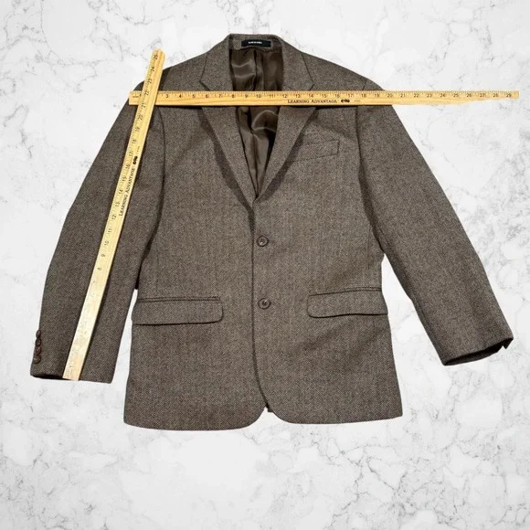 Lauren Ralph Lauren Mens 38S Slim Fit 100% Wool Herringbone Blazer Brown - Picture 5 of 10